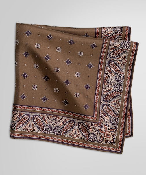 シルクツイル スクエアメダリオンプリント ポケットスクエア