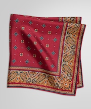 シルクツイル スクエアメダリオンプリント ポケットスクエア