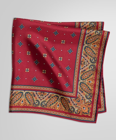 シルクツイル スクエアメダリオンプリント ポケットスクエア