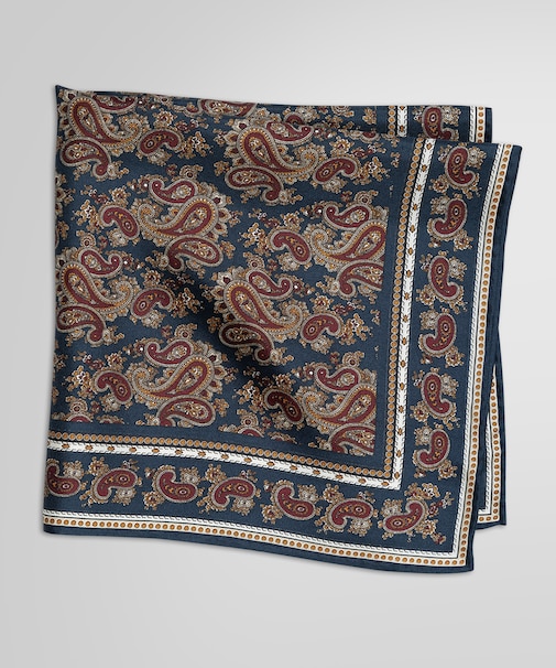 シルクツイル スモールペイズリープリント ポケットスクエア