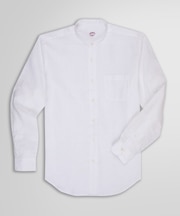 リネン バンドカラー カジュアルシャツ