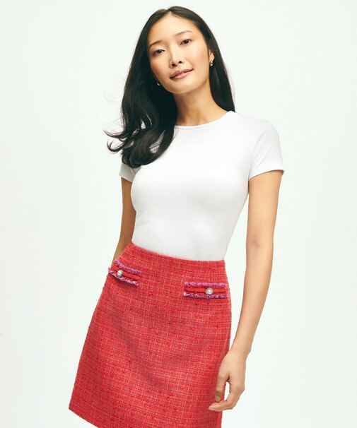 コットン/レーヨン ストレッチピケ Tシャツ