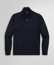 メリノウール　ハーフジップ　モックネックセーター