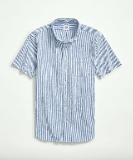 ストレッチコットン シアサッカーストライプ ショートスリーブ カジュアルシャツ Regular Fit