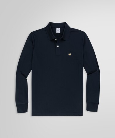 GF　スーピマコットン　ストレッチピケ　ロングスリーブポロシャツ　Slim Fit