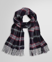 カシミヤ タータンチェック/ソリッド ダブルフェイス マフラー