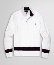 スーピマコットン ケーブル ハーフジップ モックネック テニスセーター