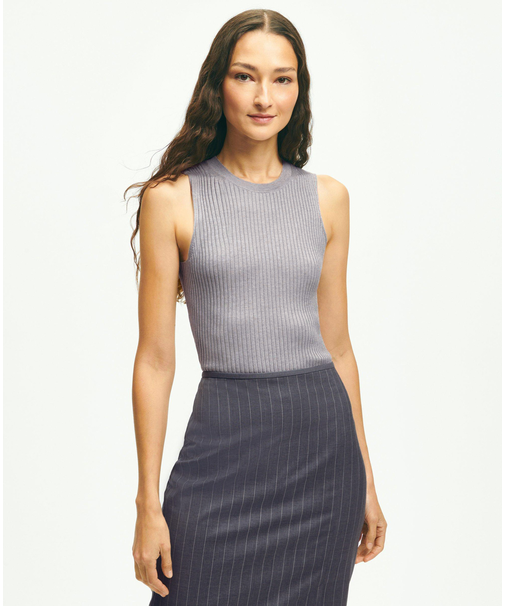 シルクブレンド クルーネック ノースリーブセーター