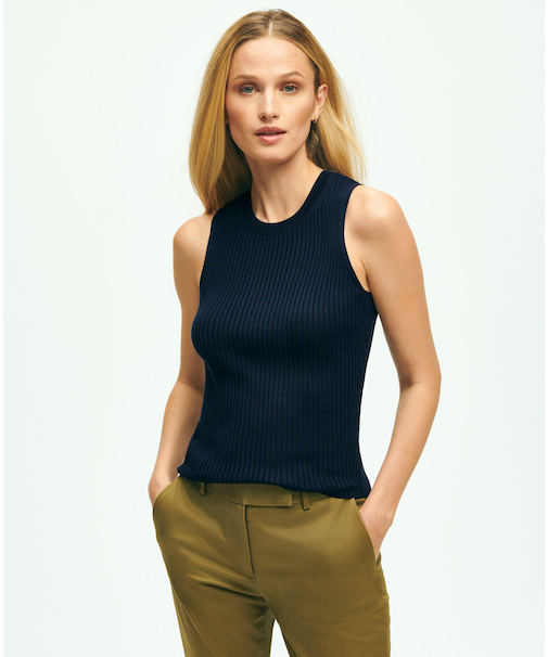 シルクブレンド クルーネック ノースリーブセーター