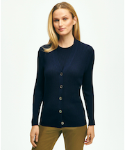 シルクブレンド Vネック リブカーディガン