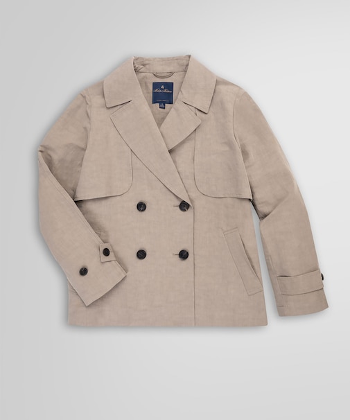 リネン/コットン スプリットスリーブ ショートトレンチコート