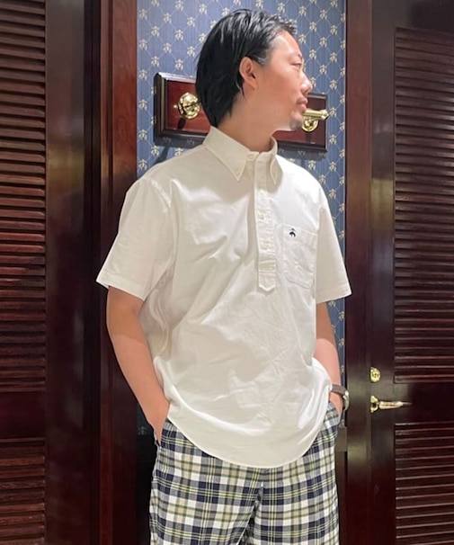 コットン オックスフォード ショートスリーブ プルオーバーシャツ