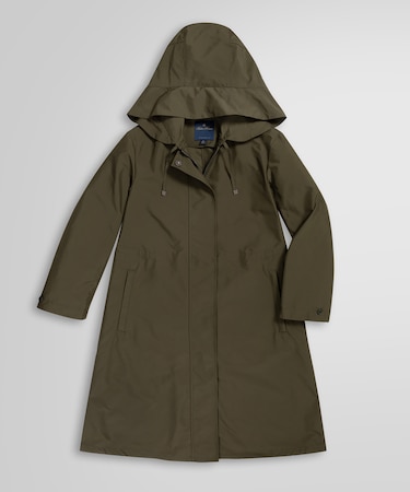 ポリエステルタフタ ハイカウントツイル Aライン フーデッドパーカー