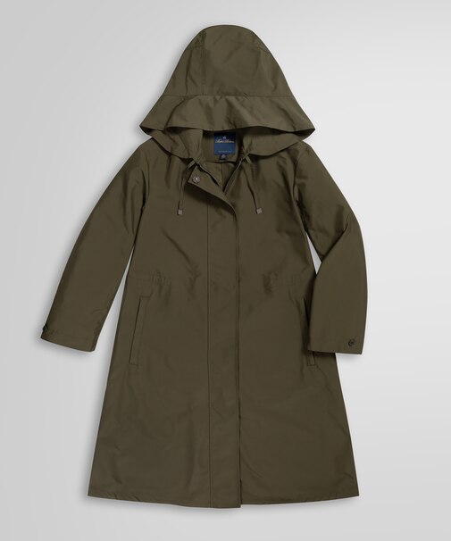 ポリエステルタフタ ハイカウントツイル Aライン フーデッドパーカー