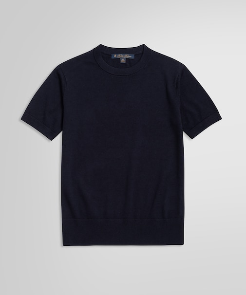 ショートスリーブ メリノウール クルーネックセーター