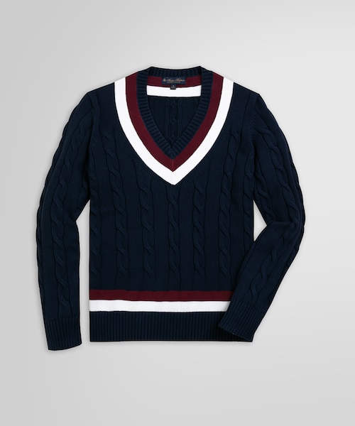 コットン マリナーストライプ ジョニーカラーセーター｜ブルックス