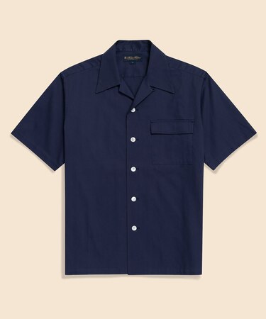 コットンピケ オープンカラーシャツ