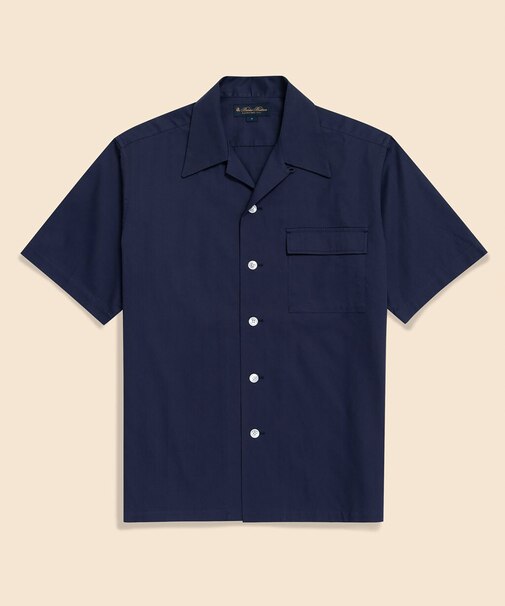 コットンピケ オープンカラーシャツ