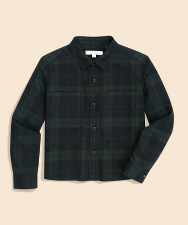 ウール/ポリエステル ブラックウォッチ クロップド シャツジャケット