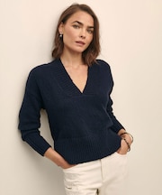 コットン オーバーサイズ Vネックセーター