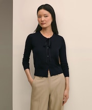 シルク／レーヨン　ナローリボンタイ　カーディガン