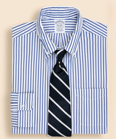 スーピマコットン　ボールドストライプ　ドレスシャツ　Regular Fit　Made in USA