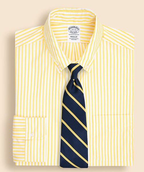 スーピマコットン　ボールドストライプ　ドレスシャツ　Regular Fit　Made in USA