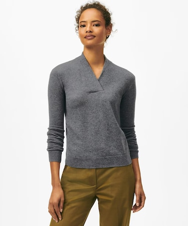 シルク/カシミヤ ショールカラーセーター