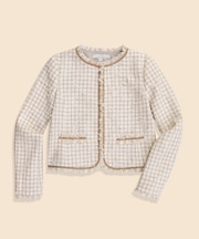 コットンブレンド ファンシーツイード ノーカラージャケット