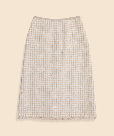 コットンブレンド ファンシーツイード ミディスカート