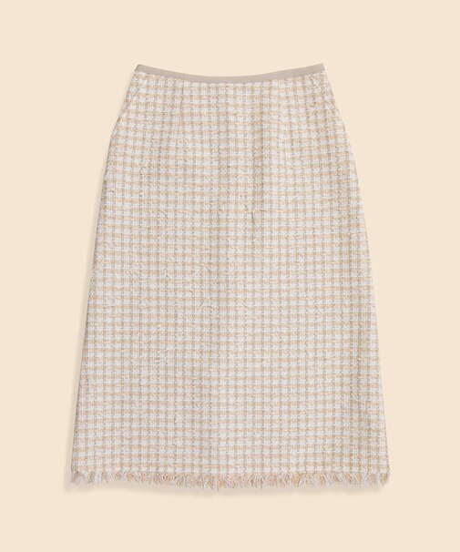 コットンブレンド ファンシーツイード ミディスカート