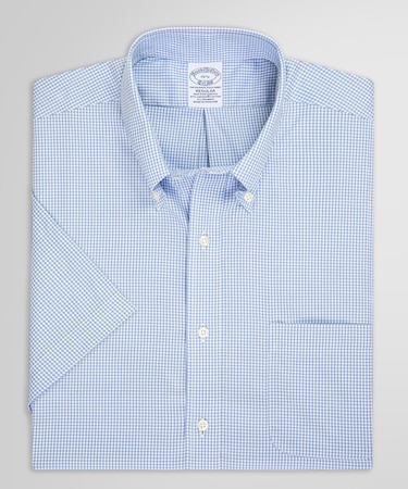 スーピマコットンストレッチ　ギンガムチェック　ショートスリーブ　ドレスシャツ　Regular Fit