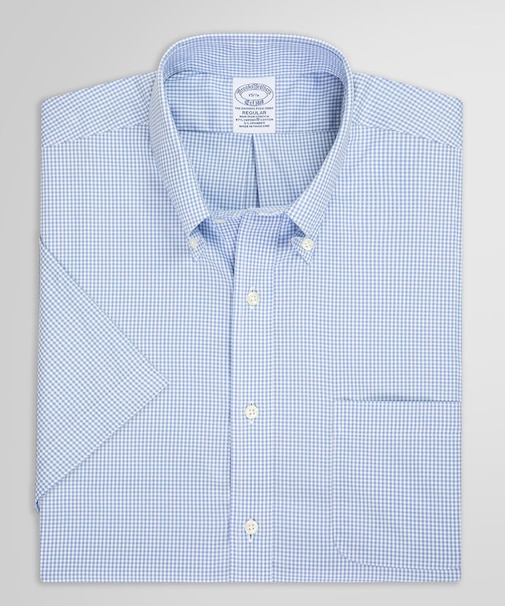 スーピマコットンストレッチ　ギンガムチェック　ショートスリーブ　ドレスシャツ　Regular Fit