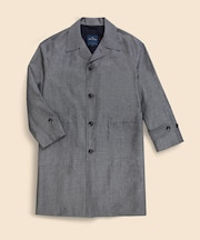 ウール/リネン ダンガリー ステンカラーコート