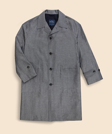 ウール/リネン ダンガリー ステンカラーコート