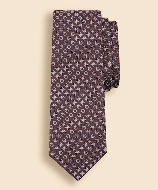 シルク　フラワーモチーフ　ジャカードタイ