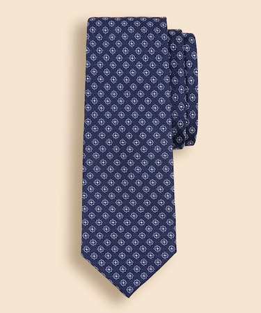 シルク　フラワーモチーフ　ジャカードタイ