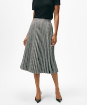 ポリエステルブレンド グレンチェック ミディプリーツスカート