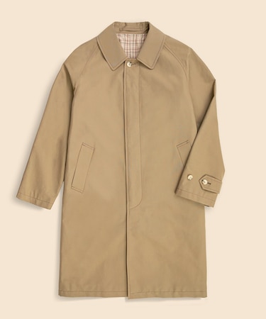 コットン/ウール ポプリン バルカラーコート