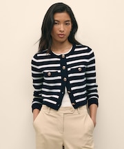 スーピマコットン　GFメタルボタン　マリナーストライプ　ニットジャケット