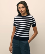 スーピマコットン　マリナーストライプ　ショートスリーブセーター