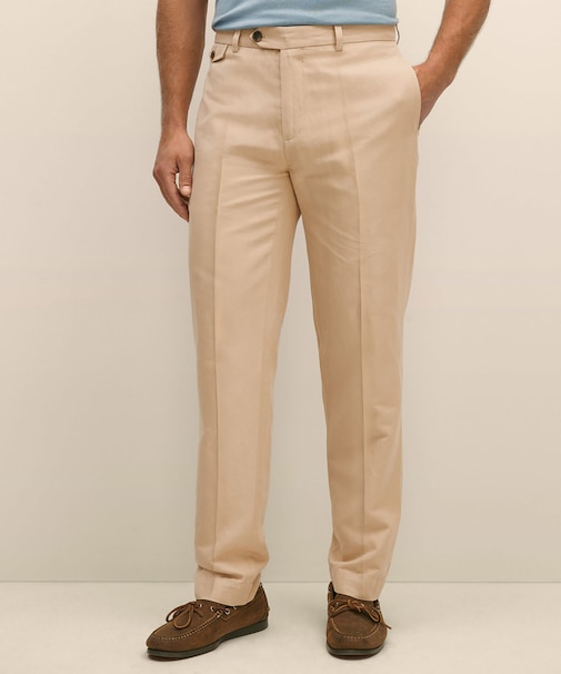 リネン/コットン プレーンフロントパンツ Regular