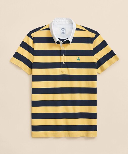 スーピマコットンストレッチ ピケ GFロゴ ストライプ ポロシャツ
