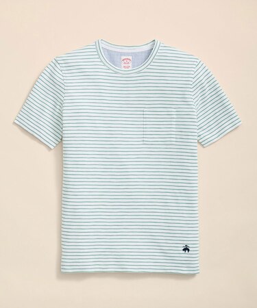 コットンジャージー　スラブ　GFロゴ　ストライプ　Tシャツ