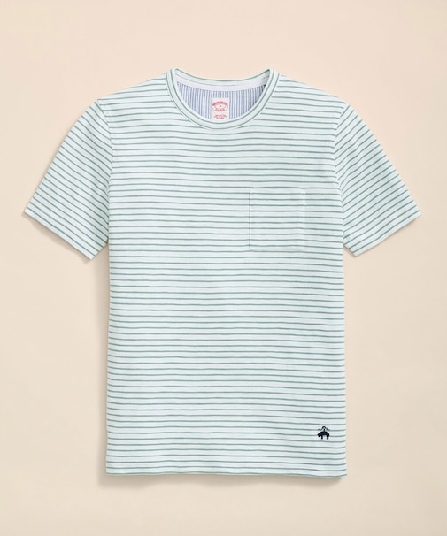 コットンジャージー　スラブ　GFロゴ　ストライプ　Tシャツ