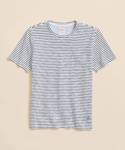 コットンジャージー　スラブ　GFロゴ　ストライプ　Tシャツ