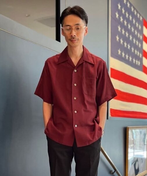 コットン バスケットウィーブ キャンプシャツ