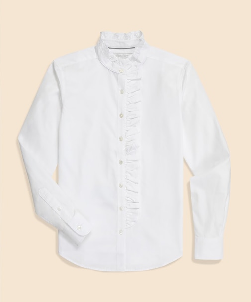 スーピマコットン ラッフルカラーブラウス