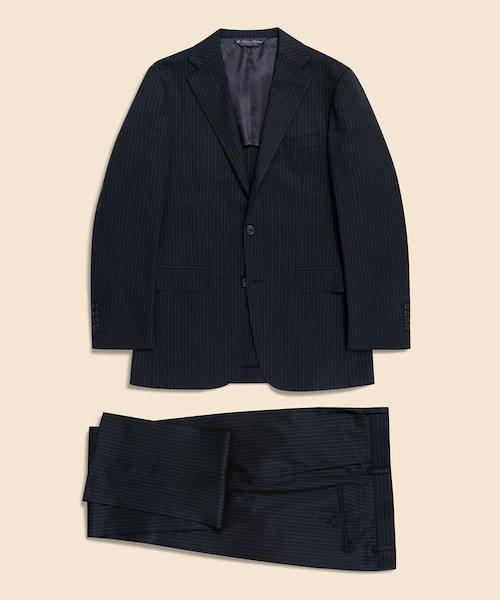 ウールサージ ストライプ シングル2釦スーツ Classic｜ブルックス