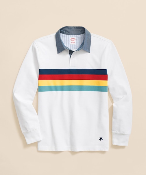 コットンジャージー レーシングストライプ ラグビーシャツ